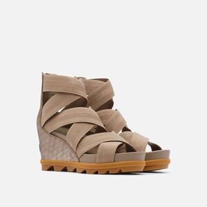 Sorel Beige Wedge Sandals